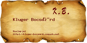 Kluger Bocsárd névjegykártya